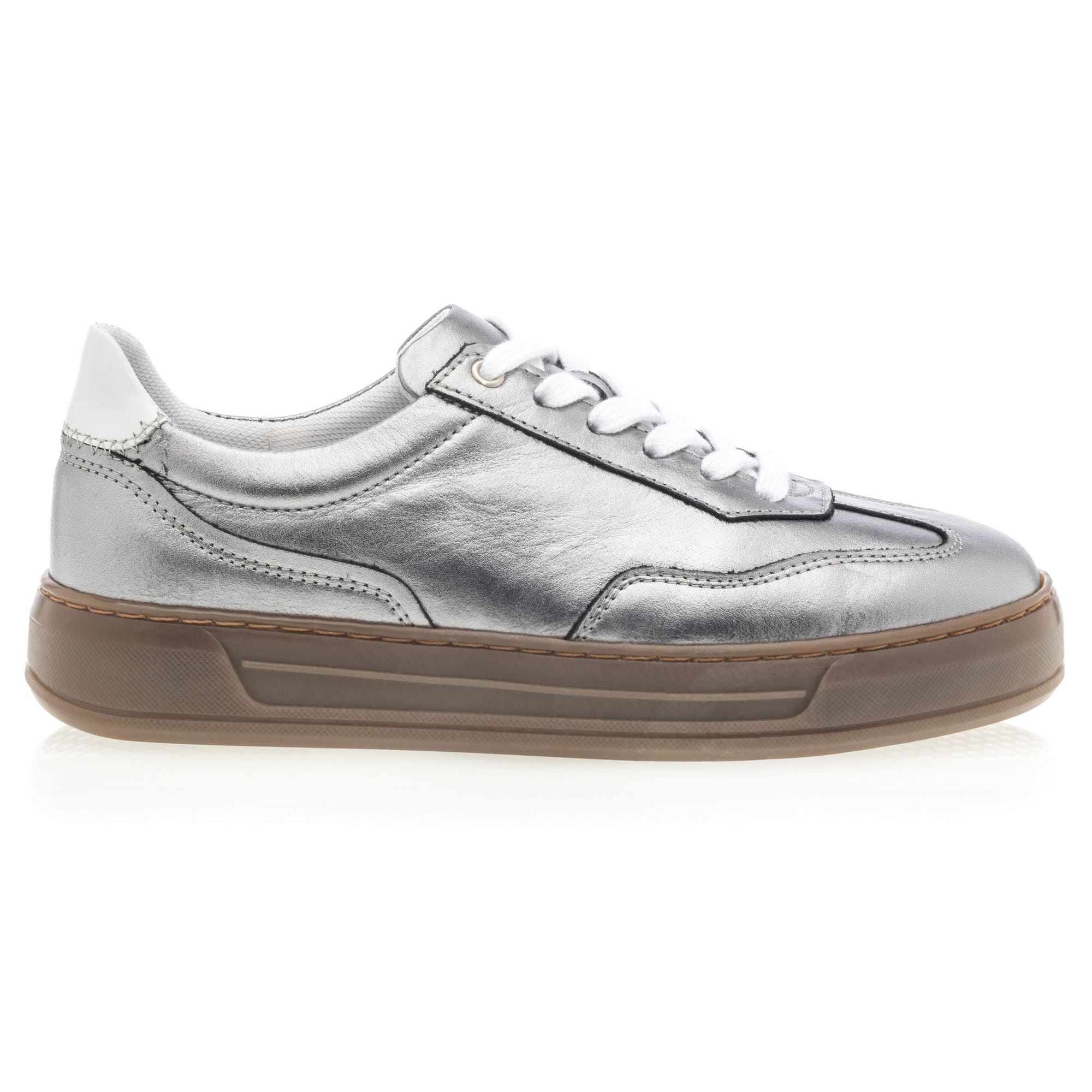 Baskets basses Femme en cuir plomb