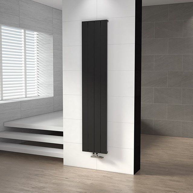 Jupiter - Designradiator - Mat zwart - 37,5x180 cm - 1052 Watt - Centrale verwarming