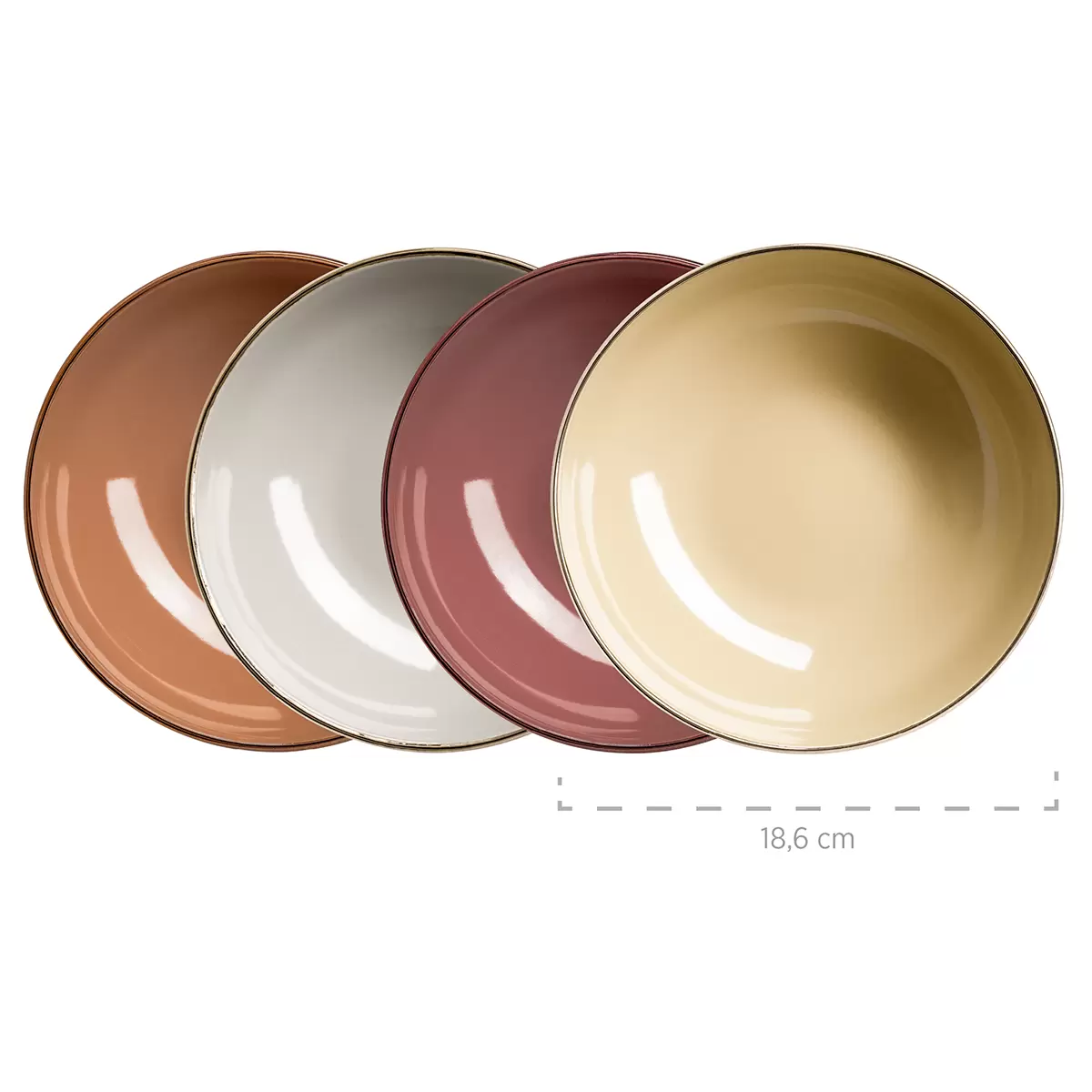 Kombiservice 16-tlg. METALLIC RIM taupe,beige,dunkelgelb,rot