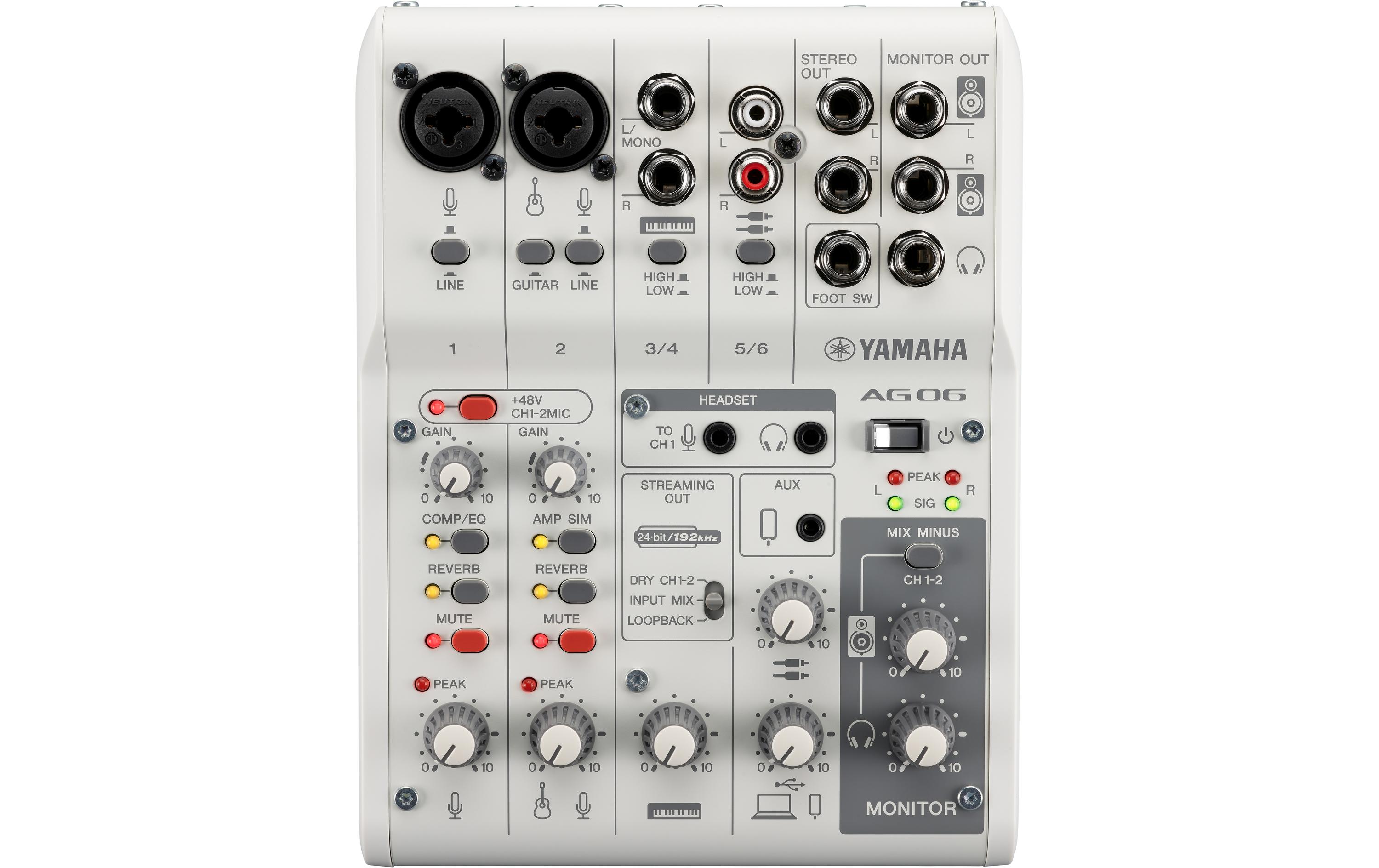 Mischpult AG06 MK2 – Weiss<br>6-Kanal Live-Streaming Mischpult mit USB-Audio-Interface