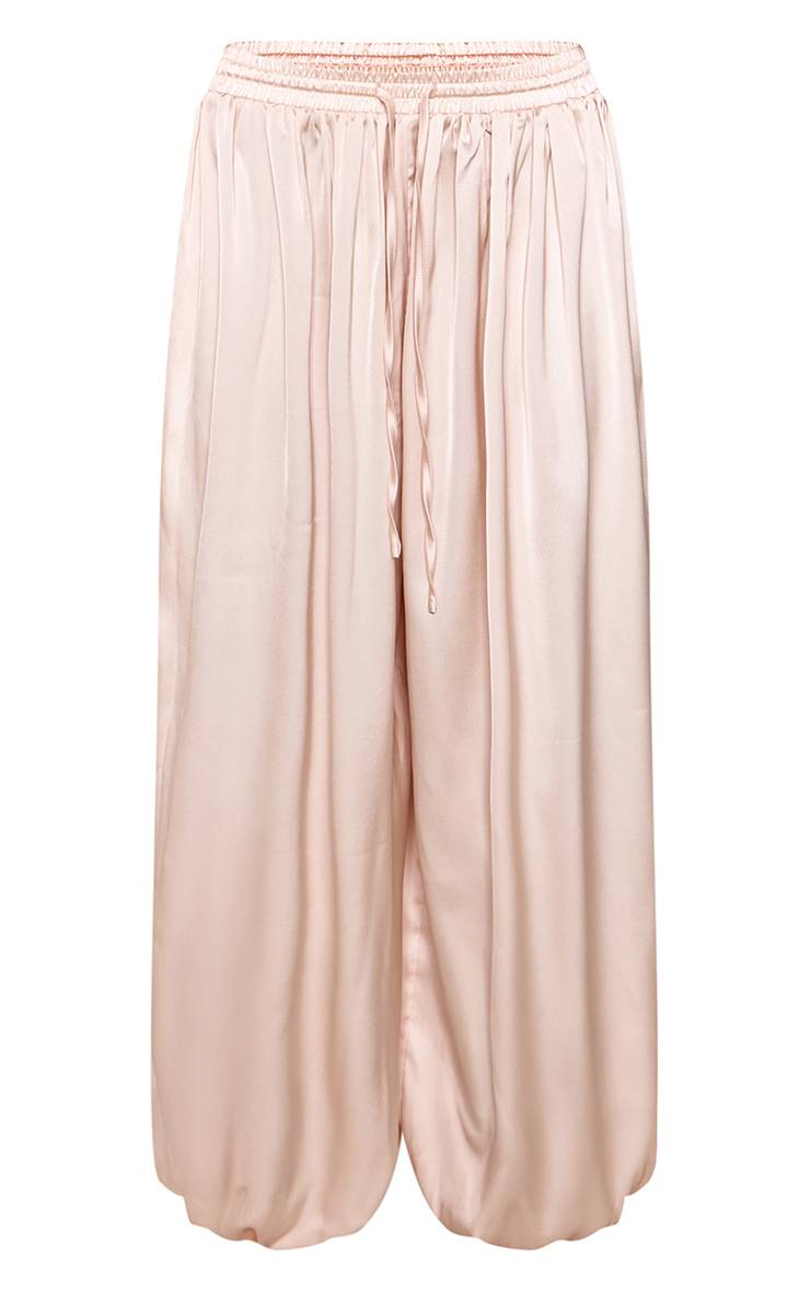 Crème Pantalon Ballon Plissé En Satin
