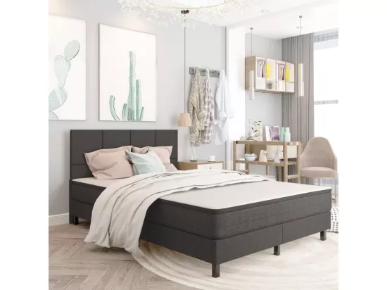 Sommier tapissier Gris foncé Tissu 140x200 cm