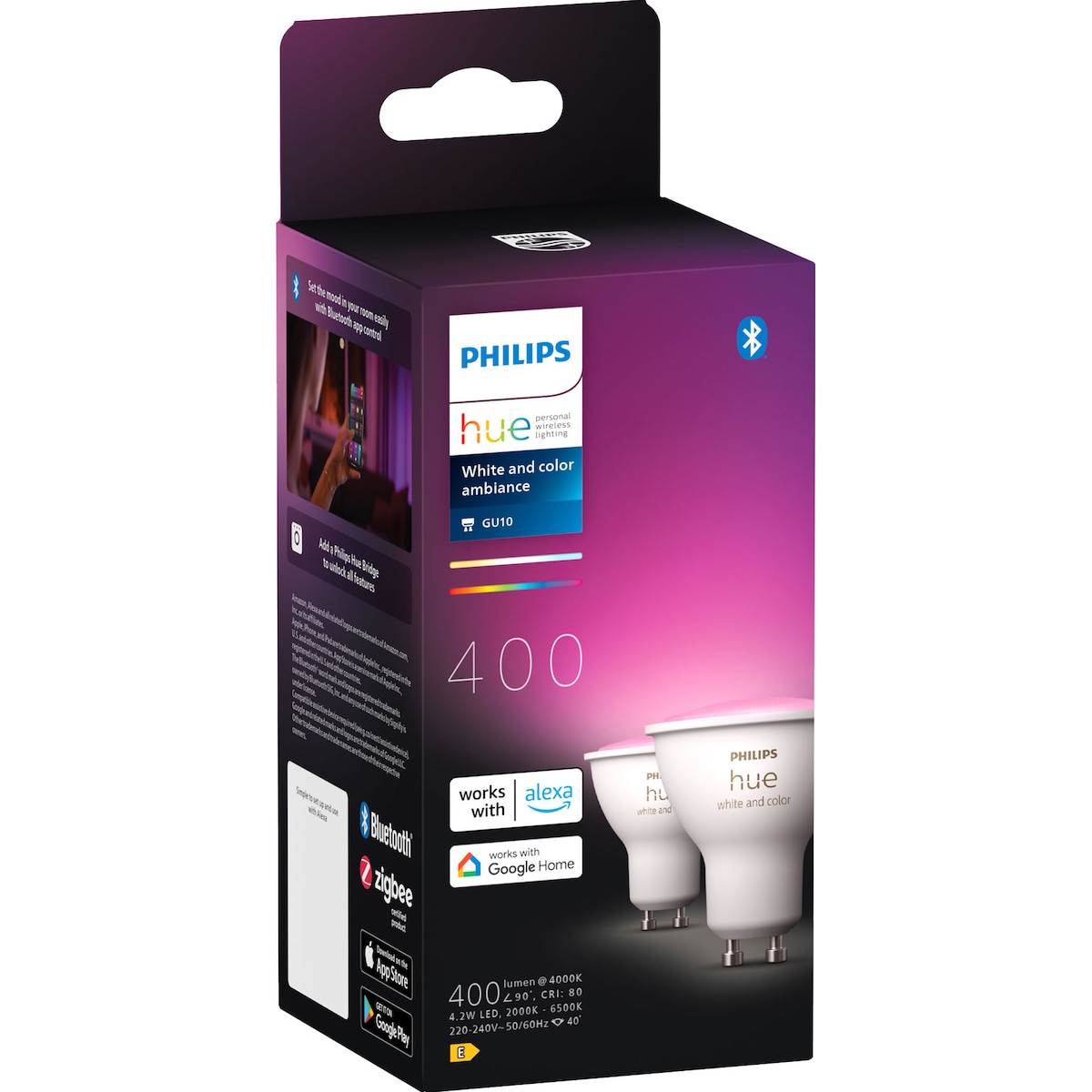 Philips Hue WAC lyspære 4,2 W GU10 (topakning)