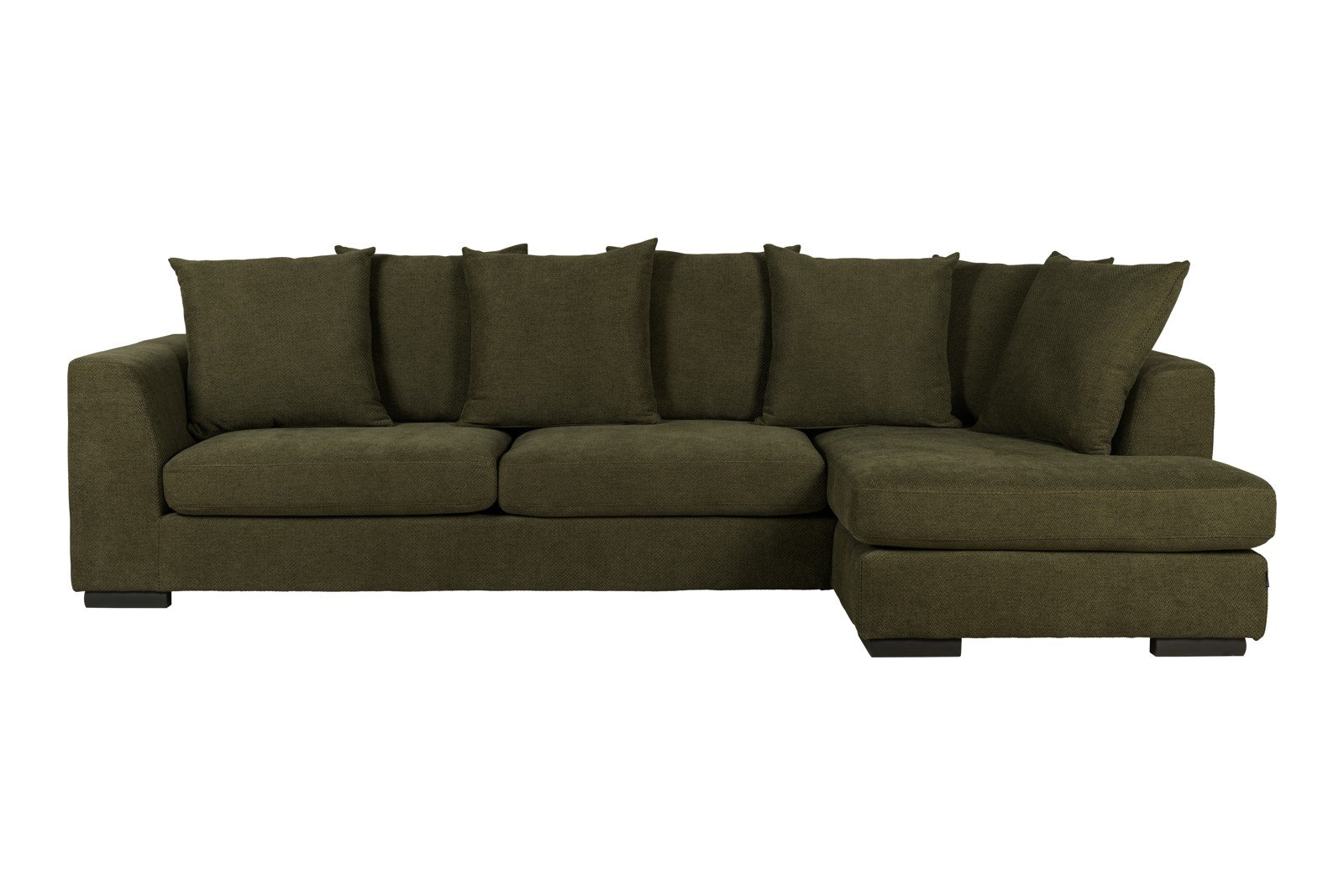 Paso Doble Day Sofa 2,5-seter og divan høyre, I tekstil Salento Dark Green, Valnøtt ben i tre, EU komfort. Promotion