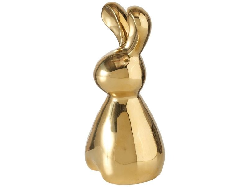 Boltze Aufsteller Hase Daggy 12 cm, Keramik, Gold Osterdeko