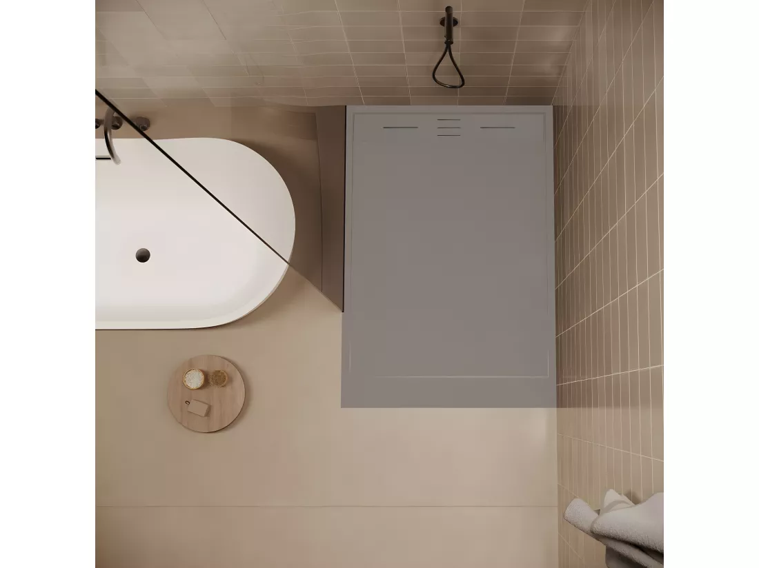 Receveur de douche 90 x 150 cm extra plat SALVI en SoliCast® surface ardoisée gris