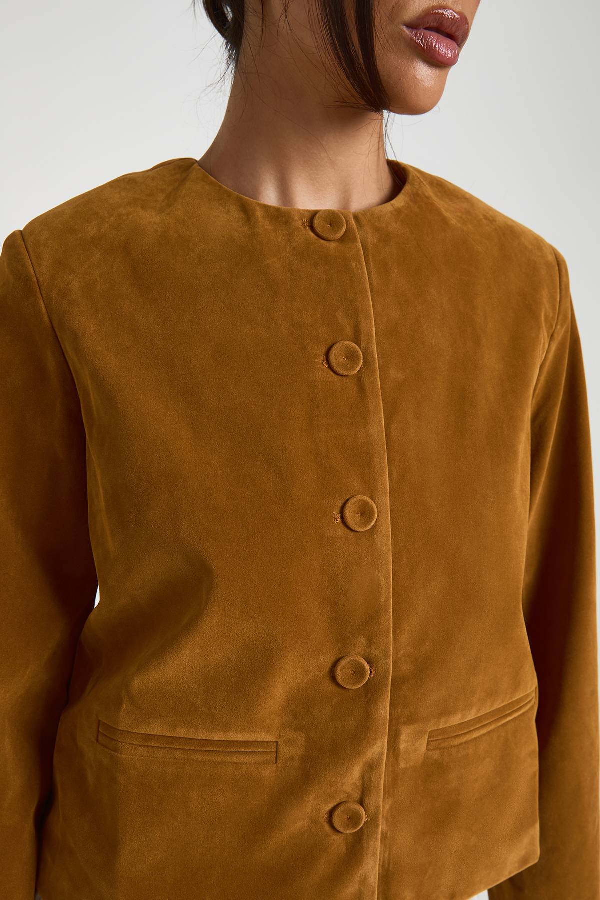boohoo Blazer Boxy à Col Rond en Synthétique