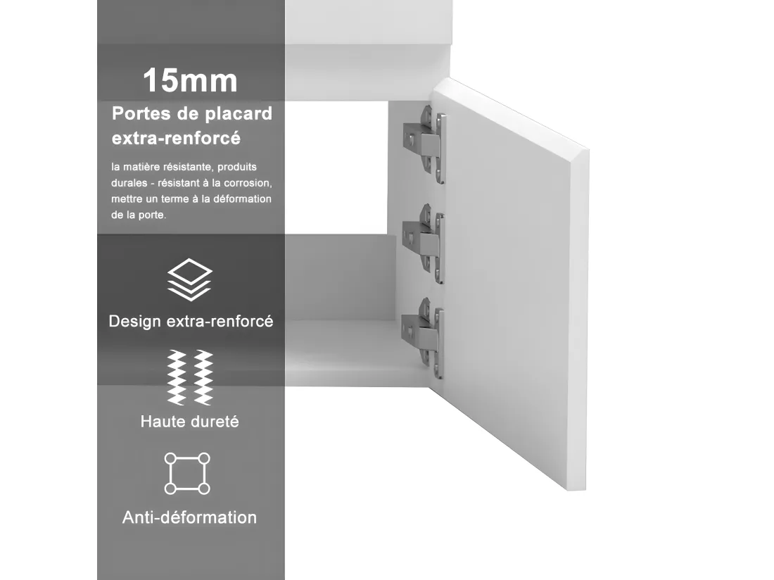 Meuble salle de bain blanc avec 2 portes à une fermeture amortie avec 2 vasques à suspendre 120x45x40(L*W*H)cm