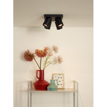 Lucide NIGEL plafondspot LED Dim to warm GU10 2200K/3000K Zwart