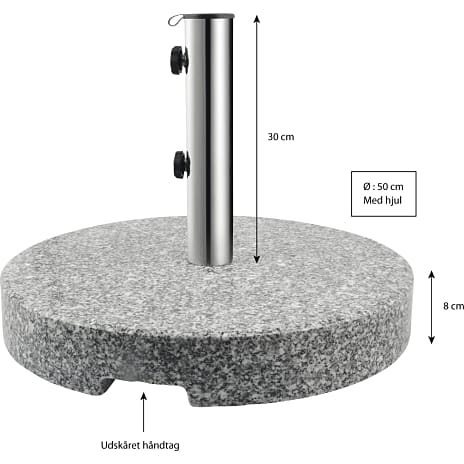 Rund Frenso parasolfod grå granit - 40 kg