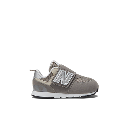 New Balance 574 NEW-B Hook & Loop Wide Sneakers, Raincloud/Silver Metallic, 21