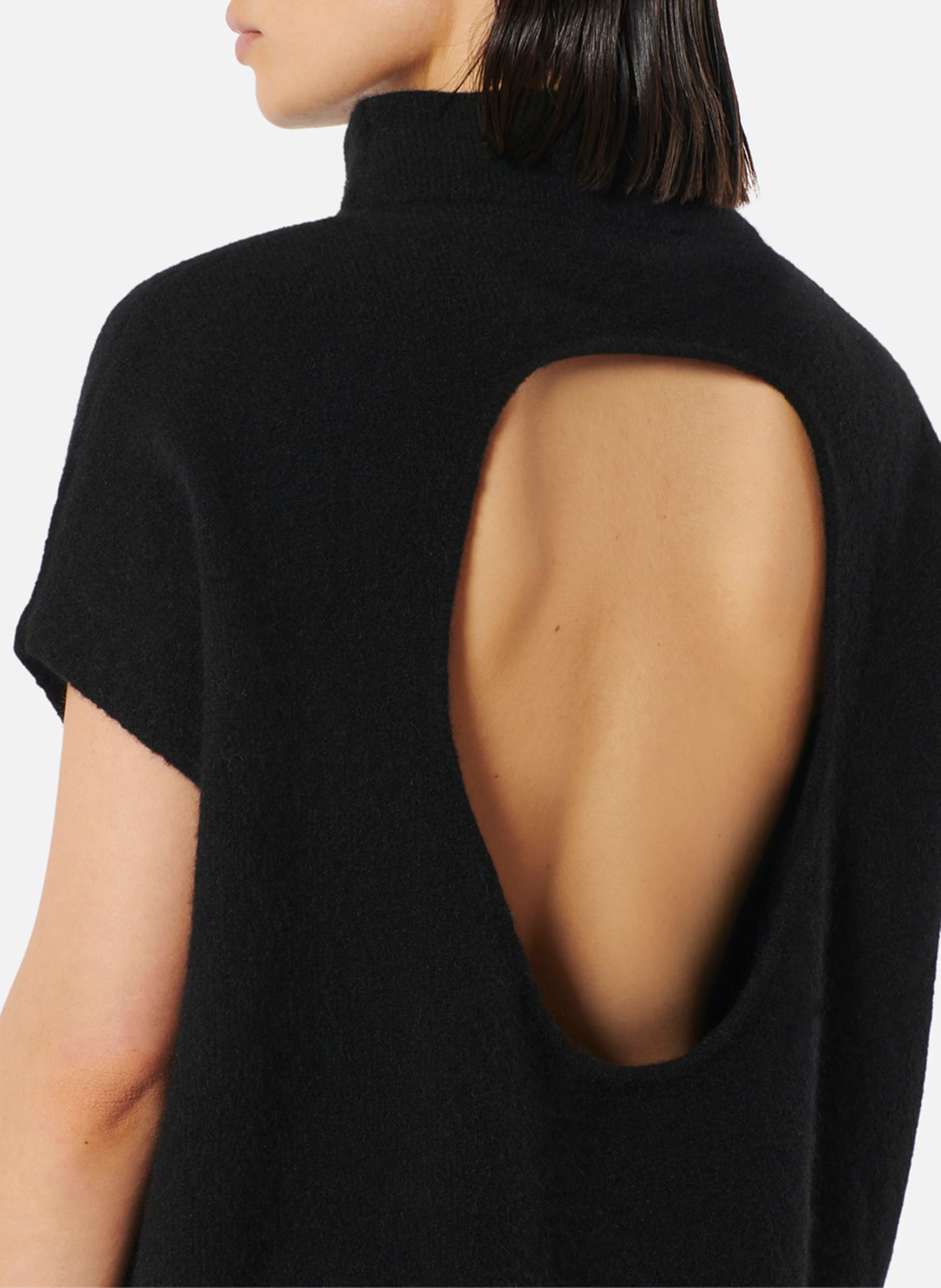 BENSON - Pull ample sans manches en laine mélangée | Noir