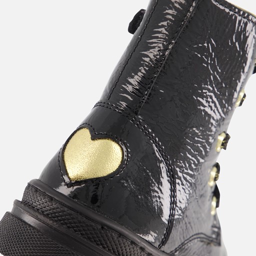 Muyters Veterboots zwart Leer