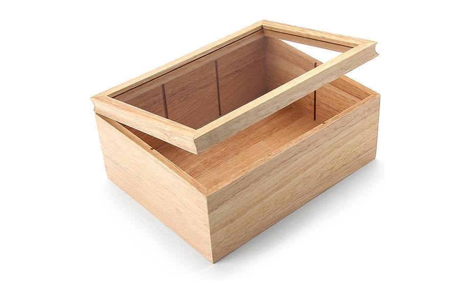 Teebeutel-Box BraunTeebehälter aus Gummibaum-Holz