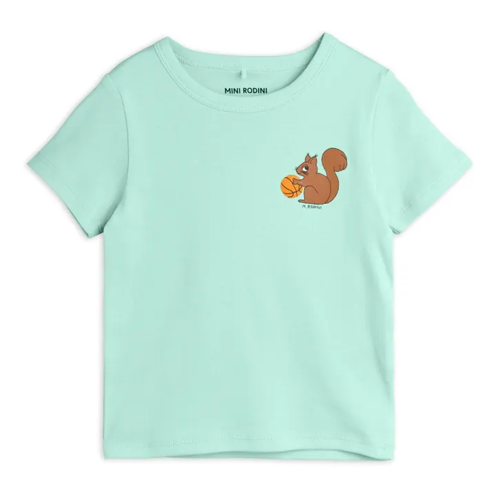 Mini Rodini T-Shirt Coton Bio Ecureuil | Bleu ciel