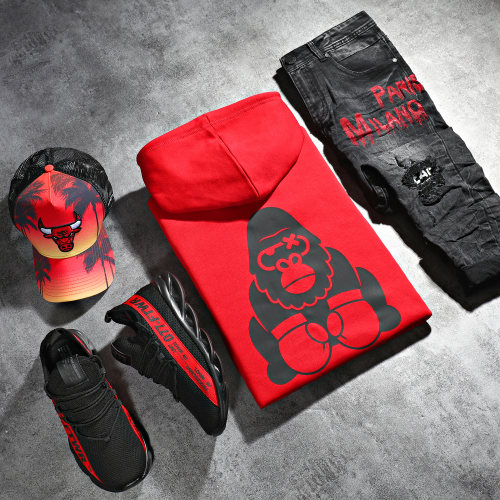 Sweat Capuche Gorille Rouge Noir