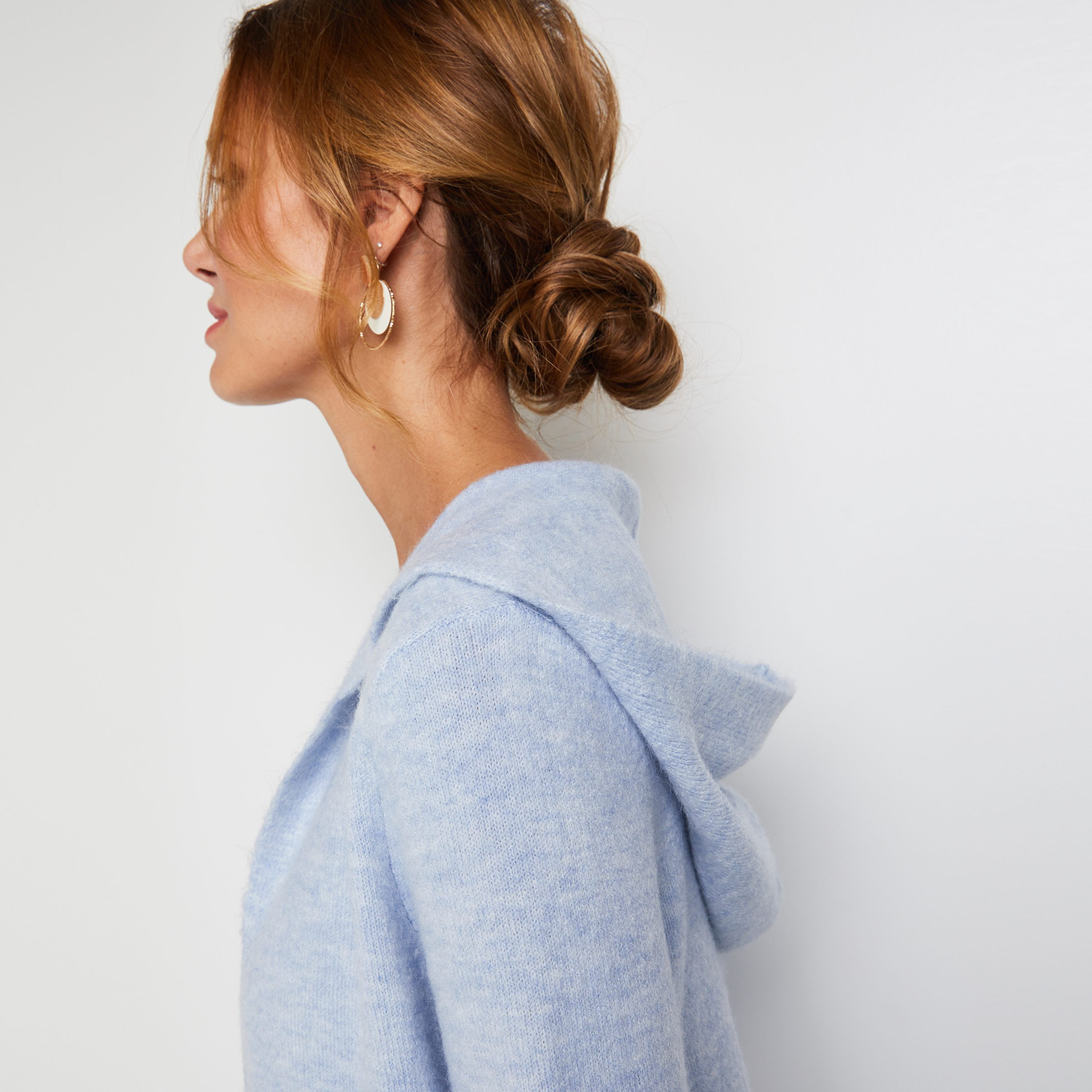 Gilet long à capuche femme - BLEU