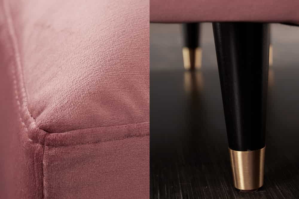 Elegantes Ecksofa COZY VELVET 260cm altrosa Samt Federkern 3-Sitzer