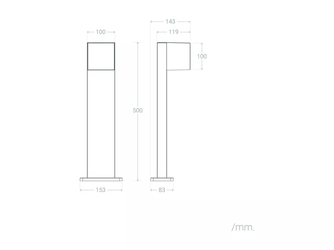 Balise LED Extérieure 10W Aluminium en Saillie sur Pied 50cm Iridix Rouille
