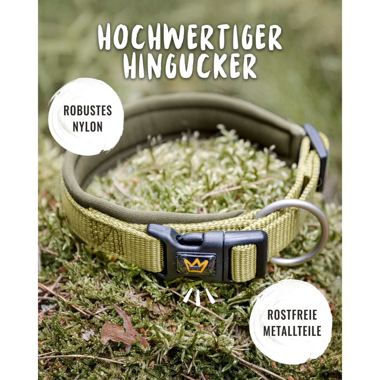 Rudelkönig Hundehalsband - Gepolstertes Halsband Bella grün 25 cm, 30 cm