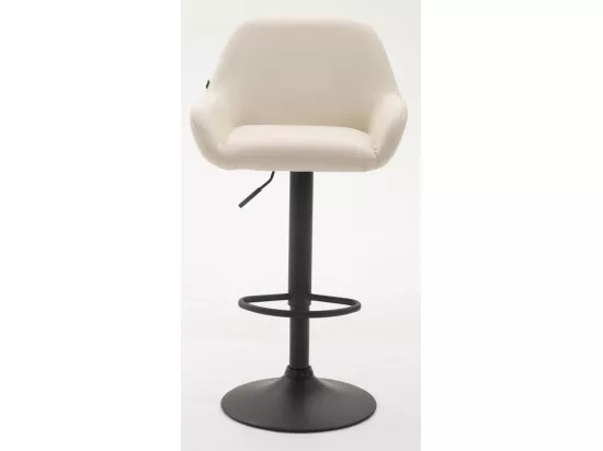 Lot de 2 Tabouret de bar - Similicuir (PVC) & Métal noir mat - Crème - Braga