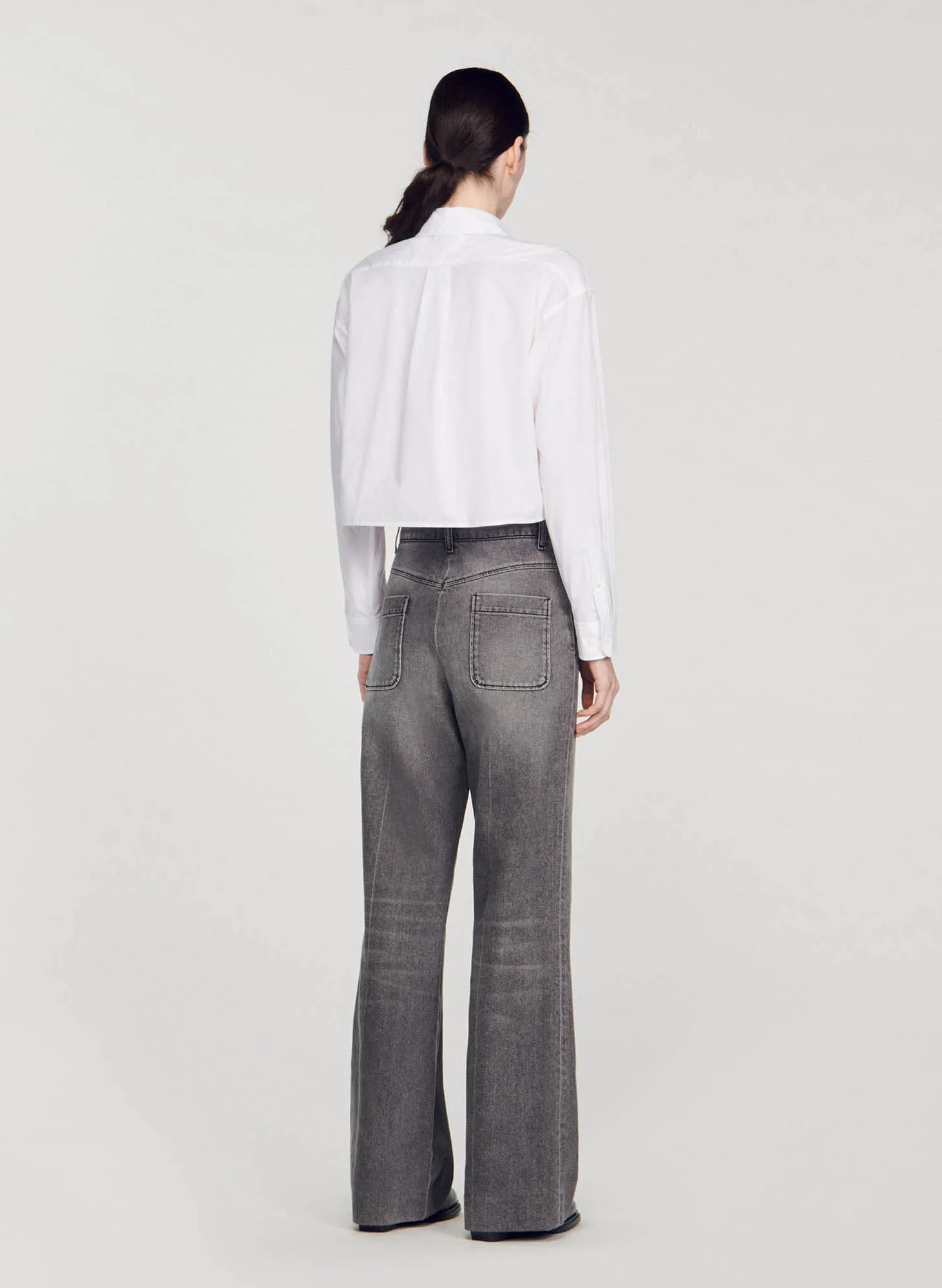 Chemise courte en popeline de coton | Blanc