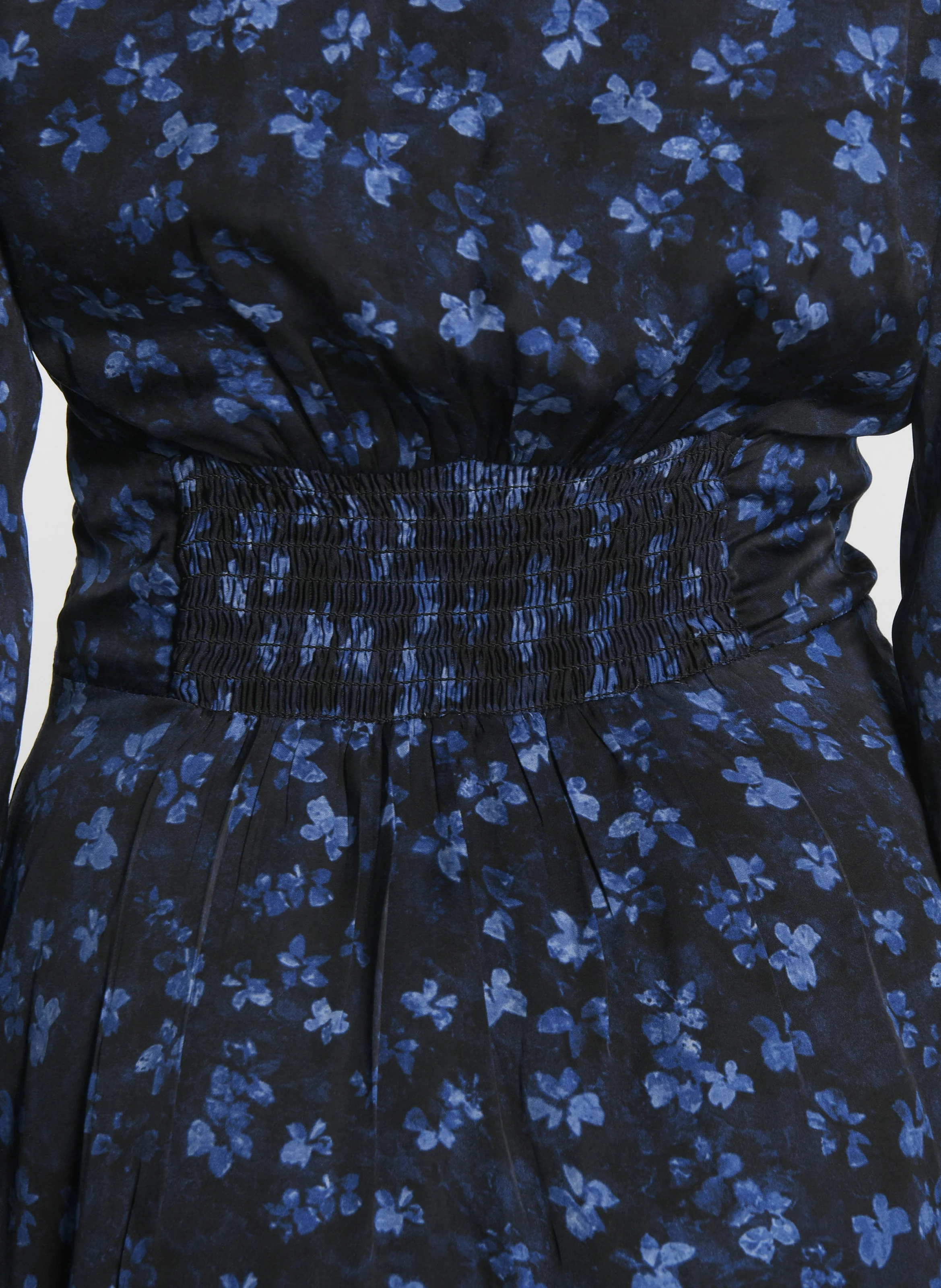 CAMILLE - Robe courte col V à imprimé fleuri | Bleu