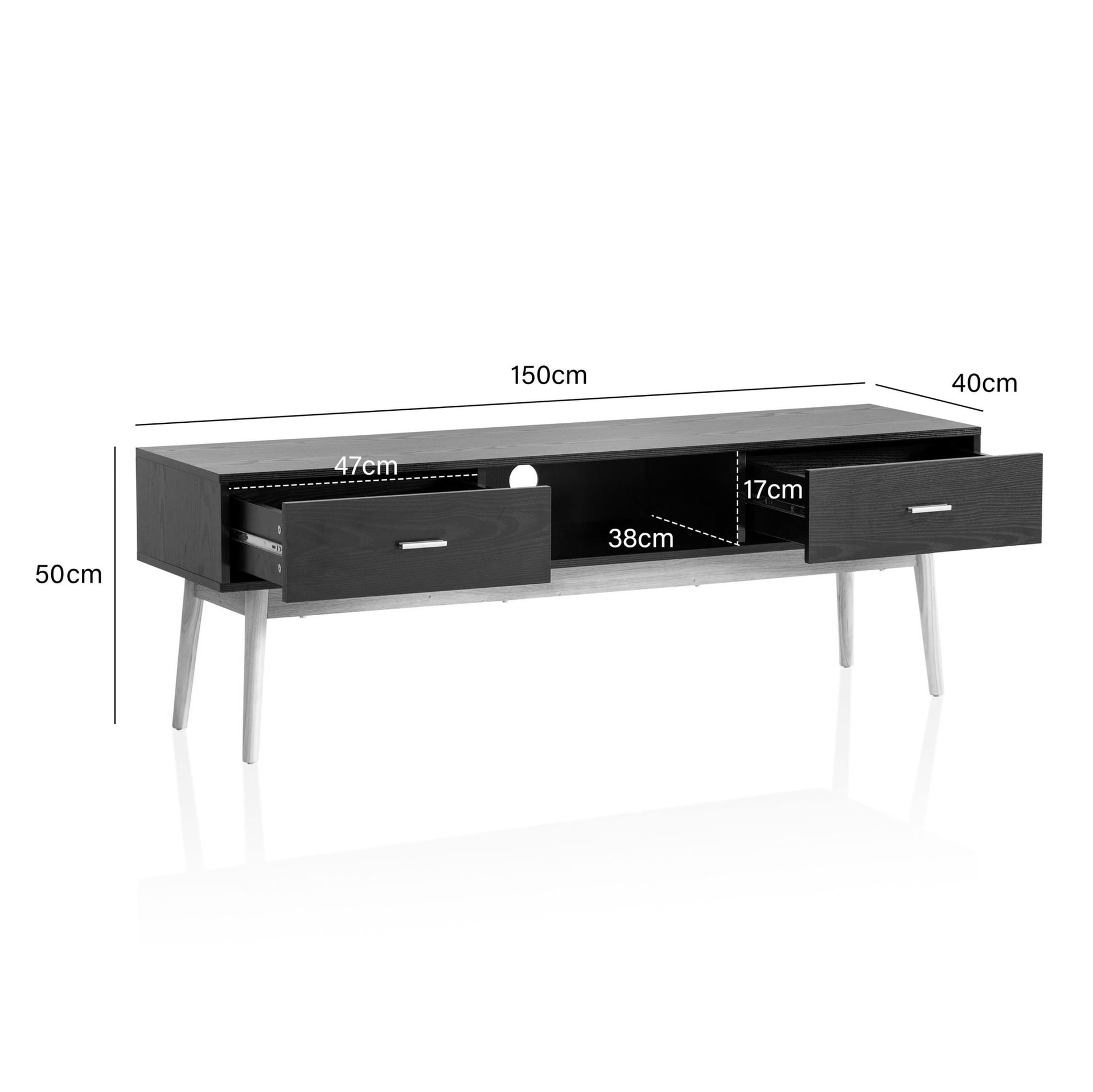Lowboard 150 x 50 cm Schwarz/Braun