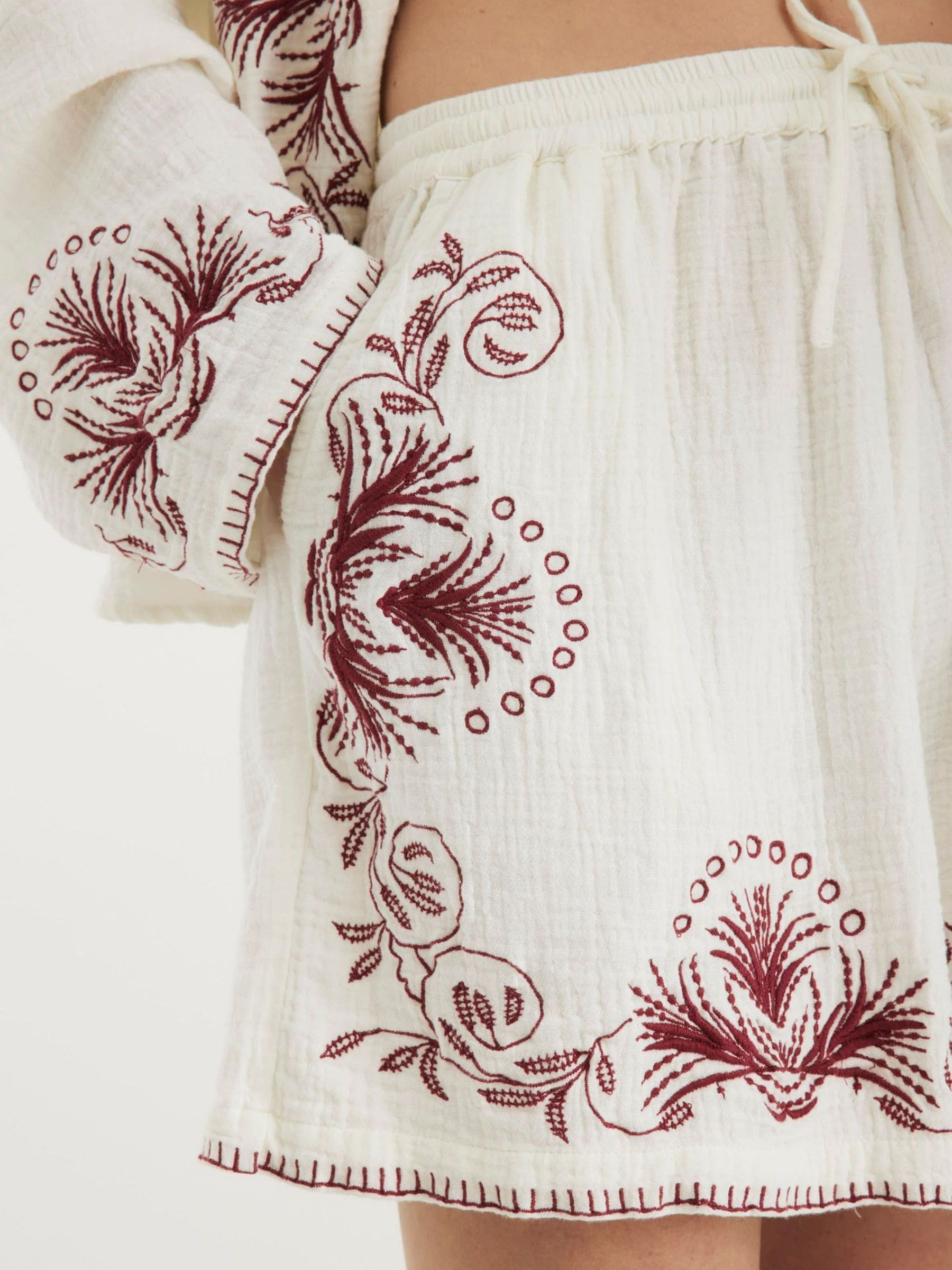 River Island Linen Blend Embroidered Shorts
