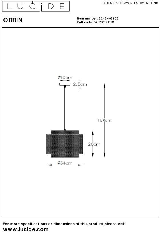 Lucide Orrin Hanglamp