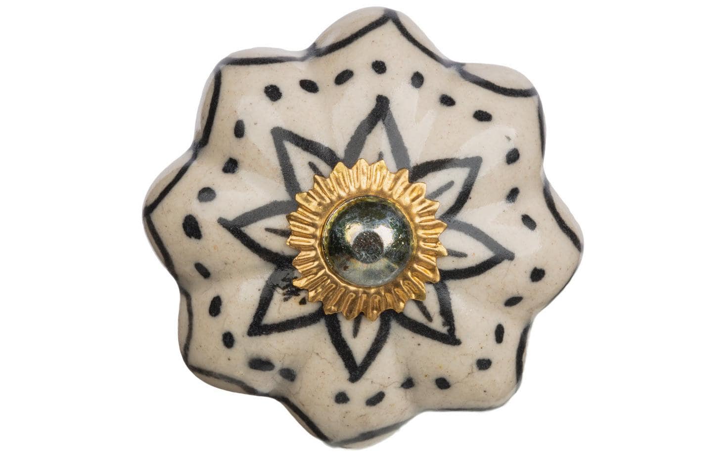 Möbelgriff handgemacht, Ø 4.5 cm, Weiss/GoldMöbelknauf mit Muster