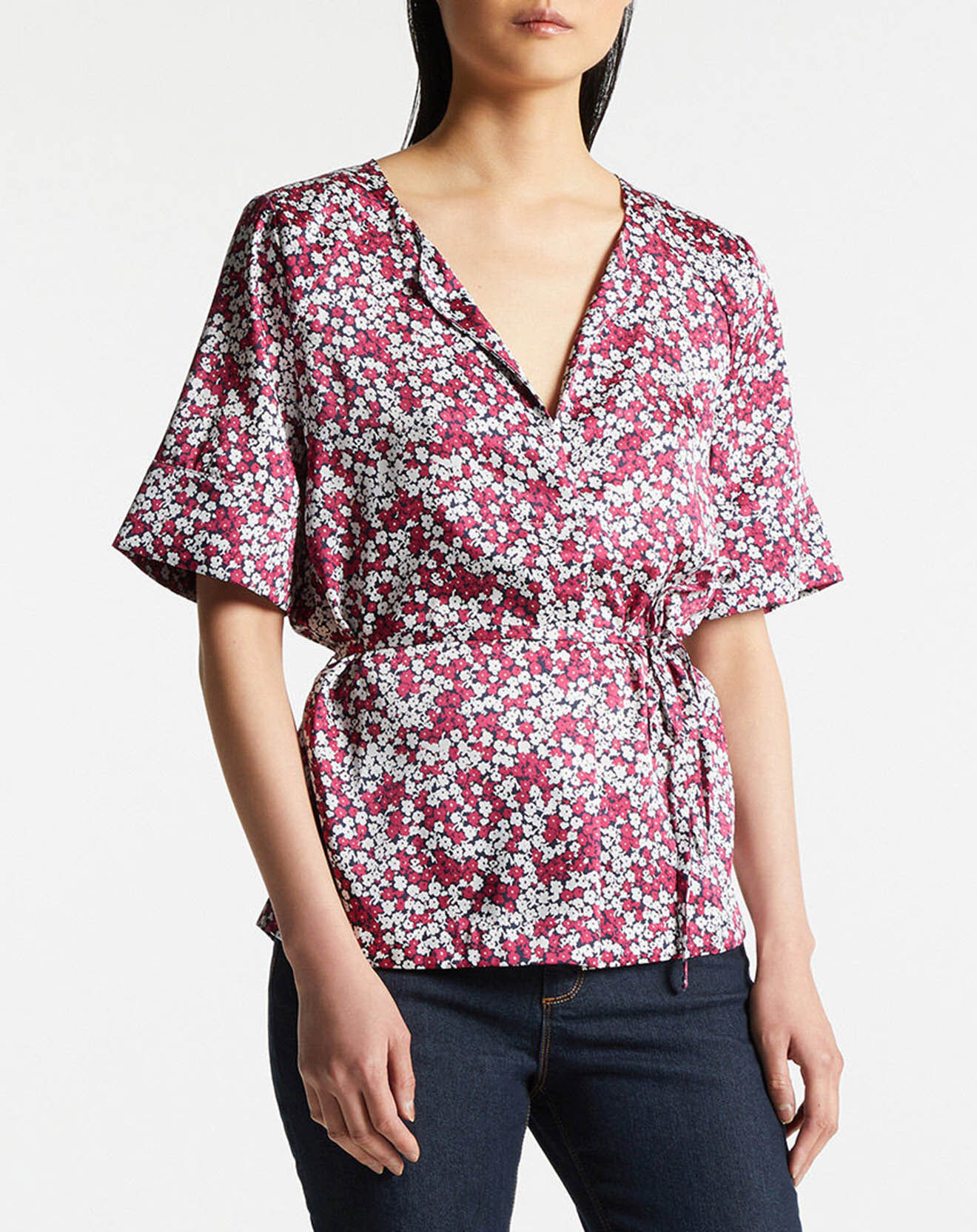 Jodhpur Top Cleo à fleurs rose foncé