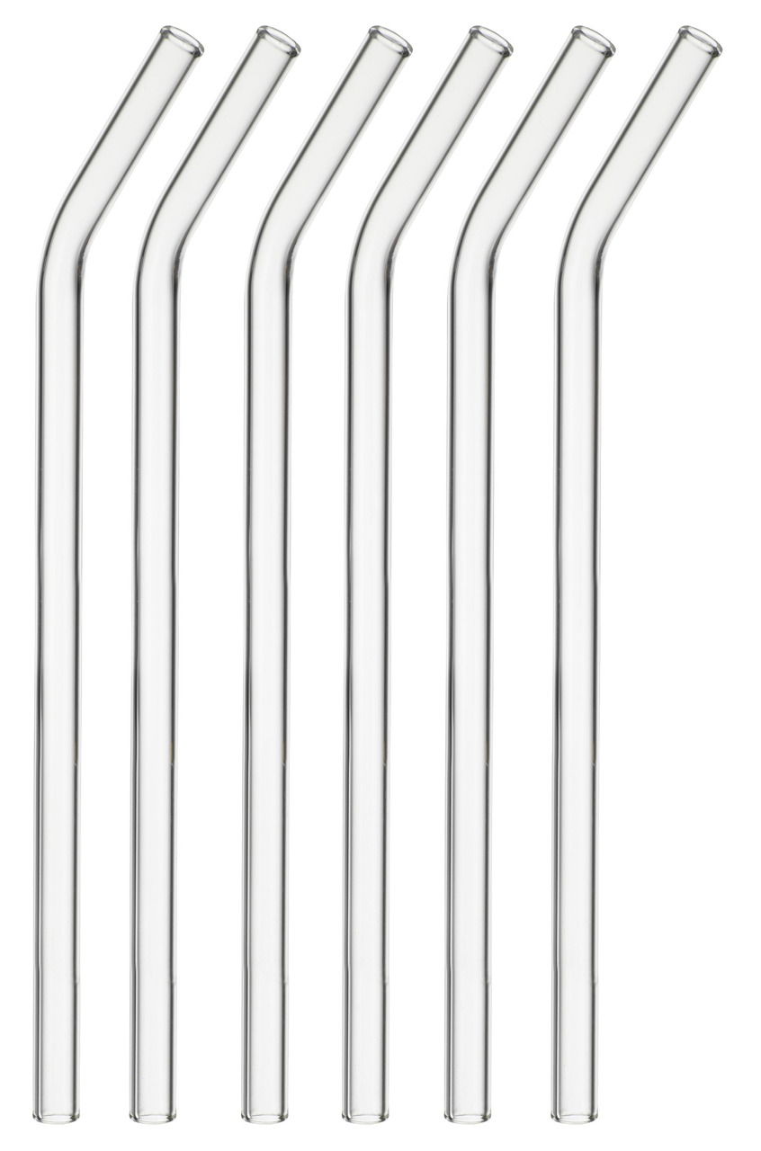 BOHEMIA Cristal 6 Trinkhalme 23cm gebogen