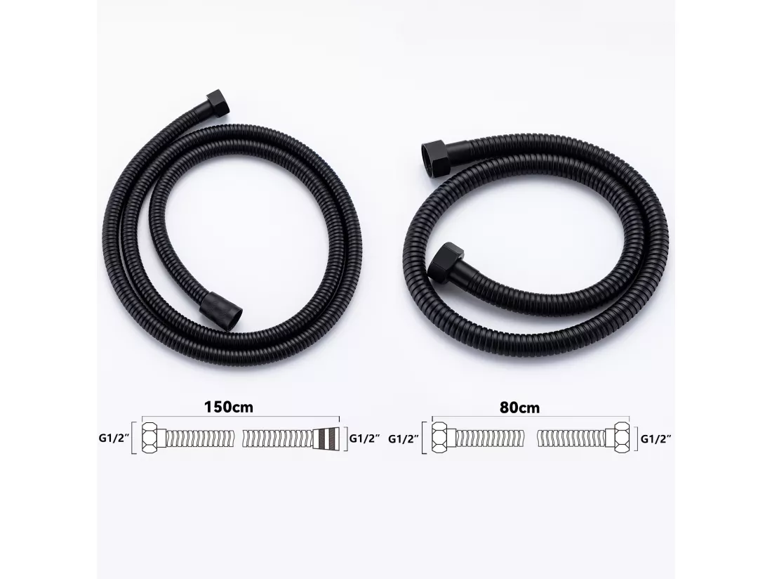 Colonne Douche Noir Sans Mitigeur Système Douche avec Douchette à Main/Tête Douche Carré 10 Pouces/Hauteur Réglable 690-1130 mm Salle Bain,EU Modèle
