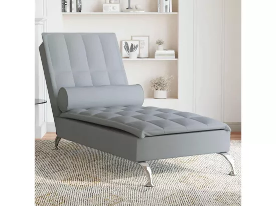 Prolenta Premium - Chaise longue de massage avec traversin gris clair tissu