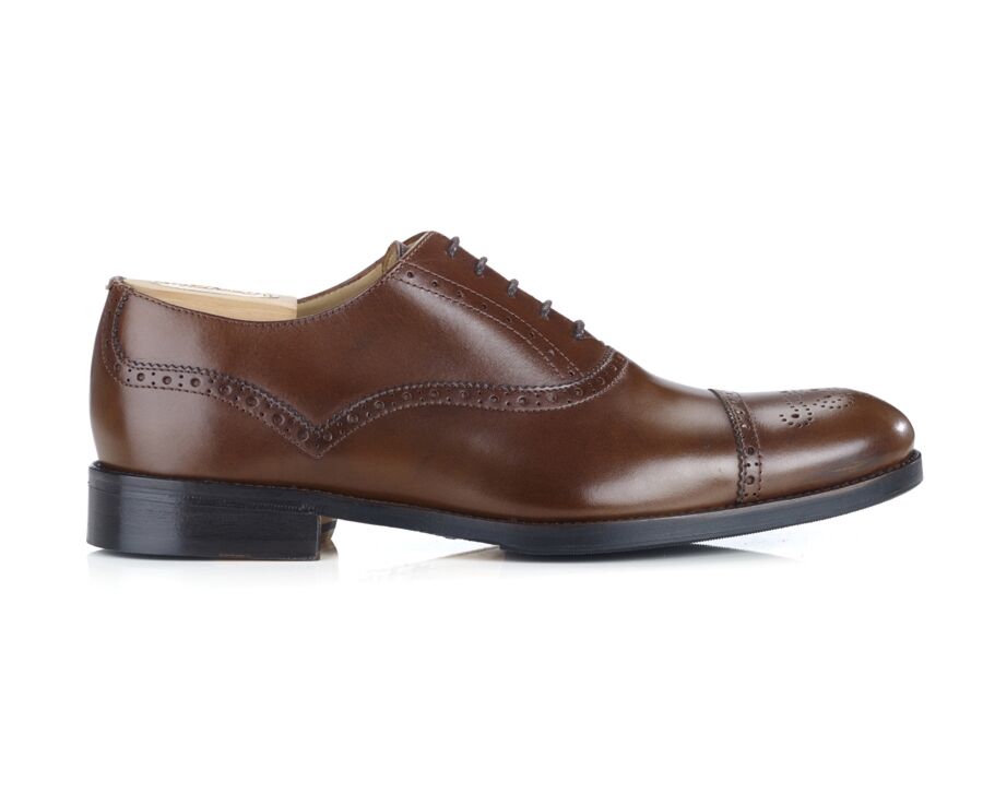 Richelieu homme Châtaigne Patiné semelle cuir avec patin - HILCOTT PATIN