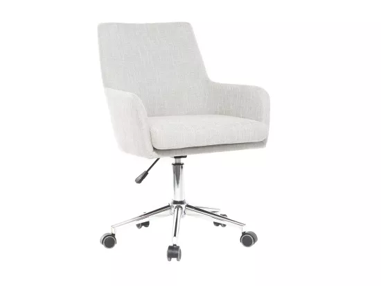Chaise de bureau à roulettes en tissu gris clair et acier chromé SHANA