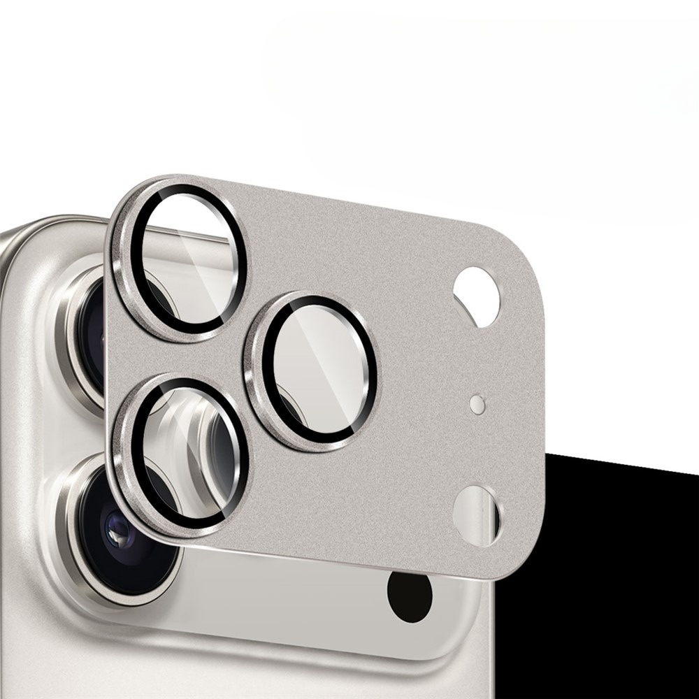 iPhone 17 Pro Kamera Objektiv Protector Vollschutz mit Panzer Glas - Grau (Titan Natur)