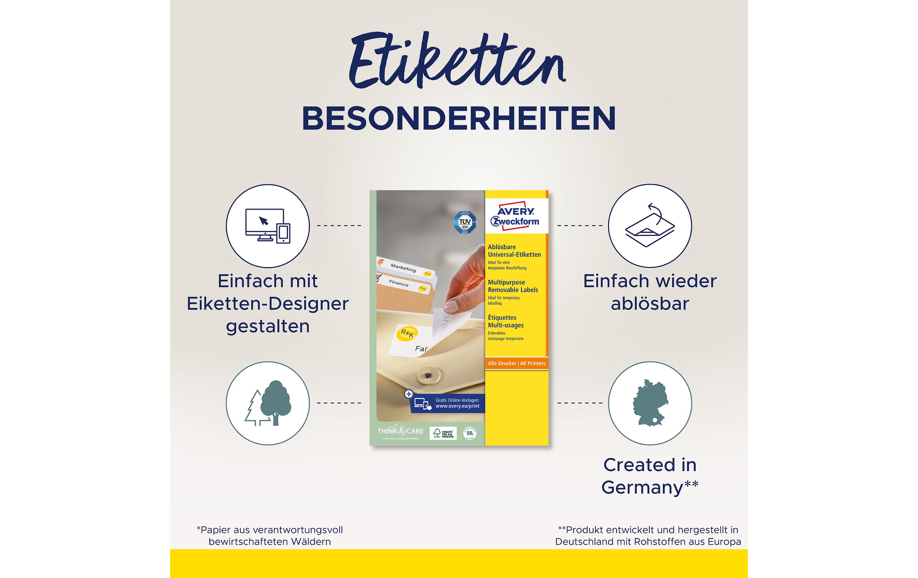 Mini-Etiketten Stick + Lift 25.4 x 10 mm, 25 BlattAblösbare Mini-Etiketten