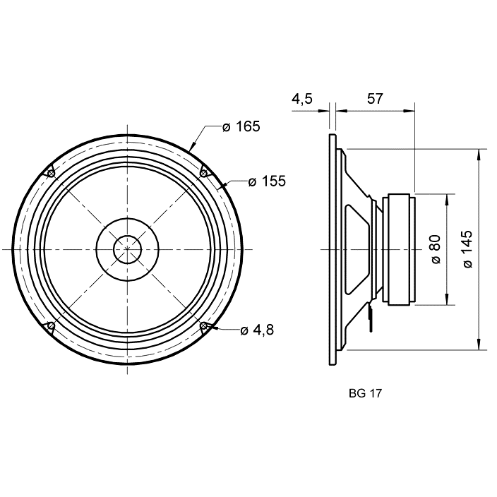 Visaton BG 17 6.5 inch fullrange speaker 60W 8 Ohm