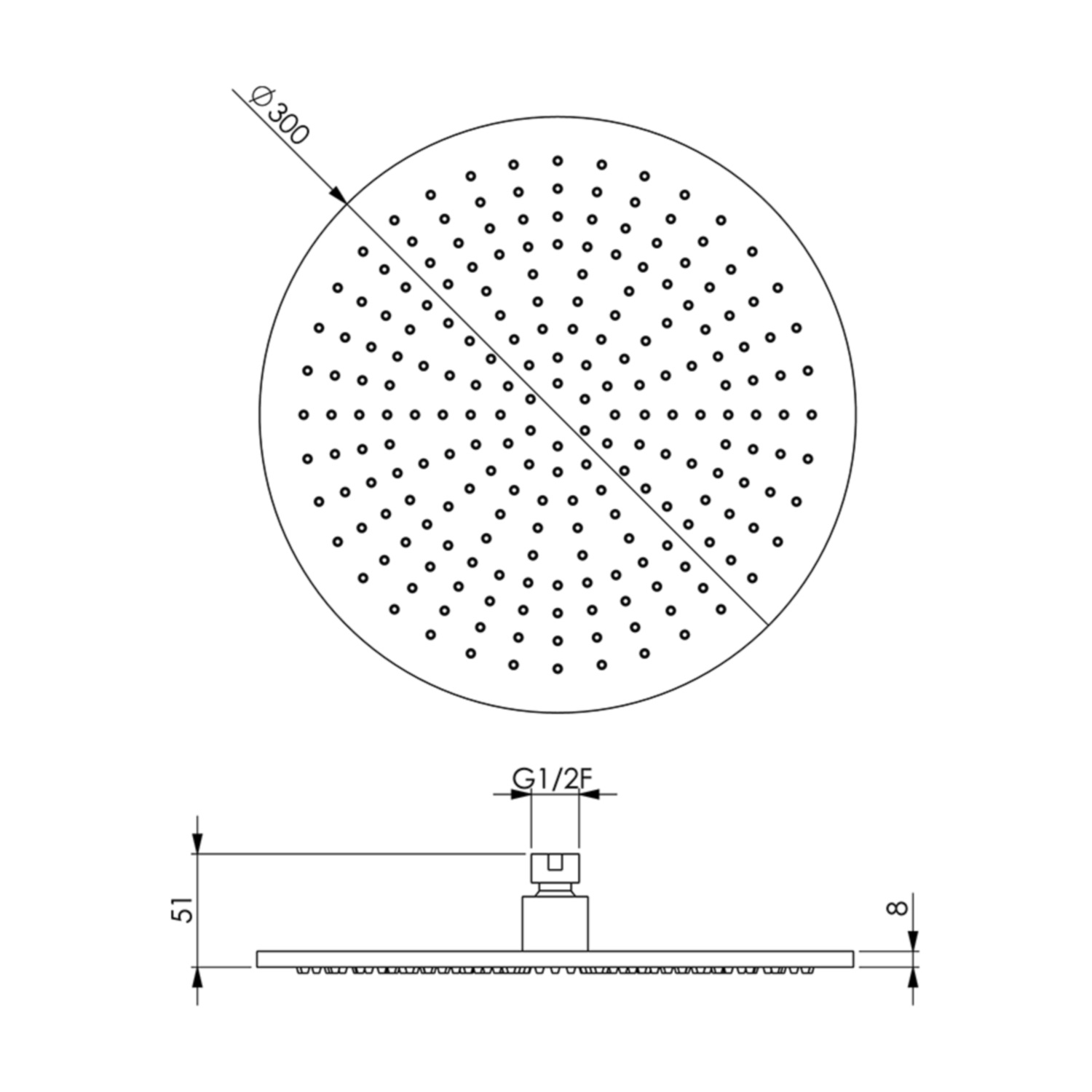 Salenzi Giro douchekop zwart chroom 30cm