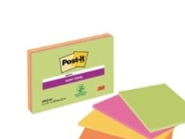 Post-it® Super Sticky Meeting Notes, neonfarver, 152 mm x 203 mm, pakke a 4 stk.