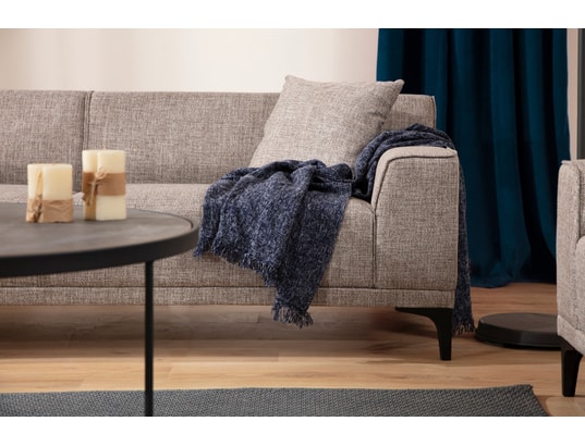 CONCEPT1 - Canapé tissu Petra 3 places fauve 215 x 86 x h87