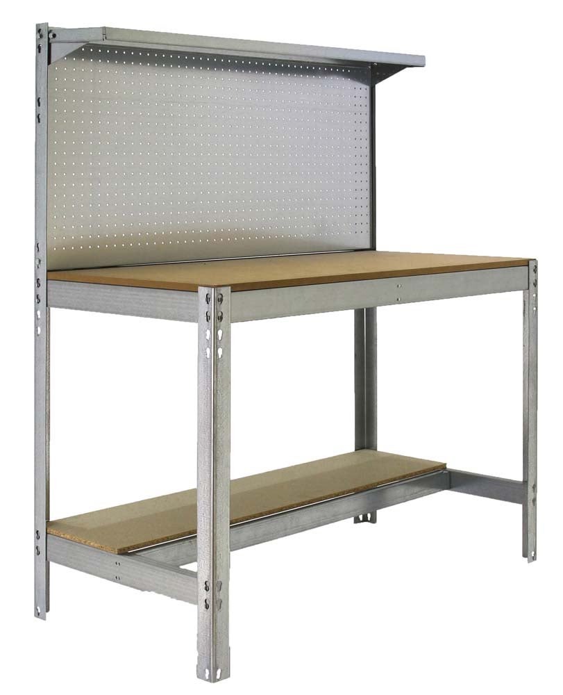 PROREGAL Buffalo werkbank met gereedschapswand en opbergplank, afmetingen (H x B x D): 84 x 150 x 61 cm, draagvermogen: 600 kg, verzinkt