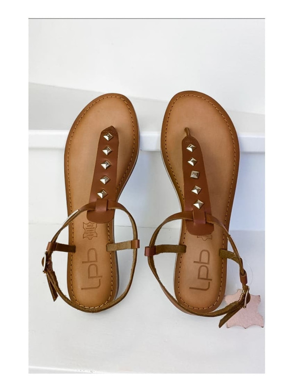 Tongs Cuir Bisma Camel - Les Petites Bombes