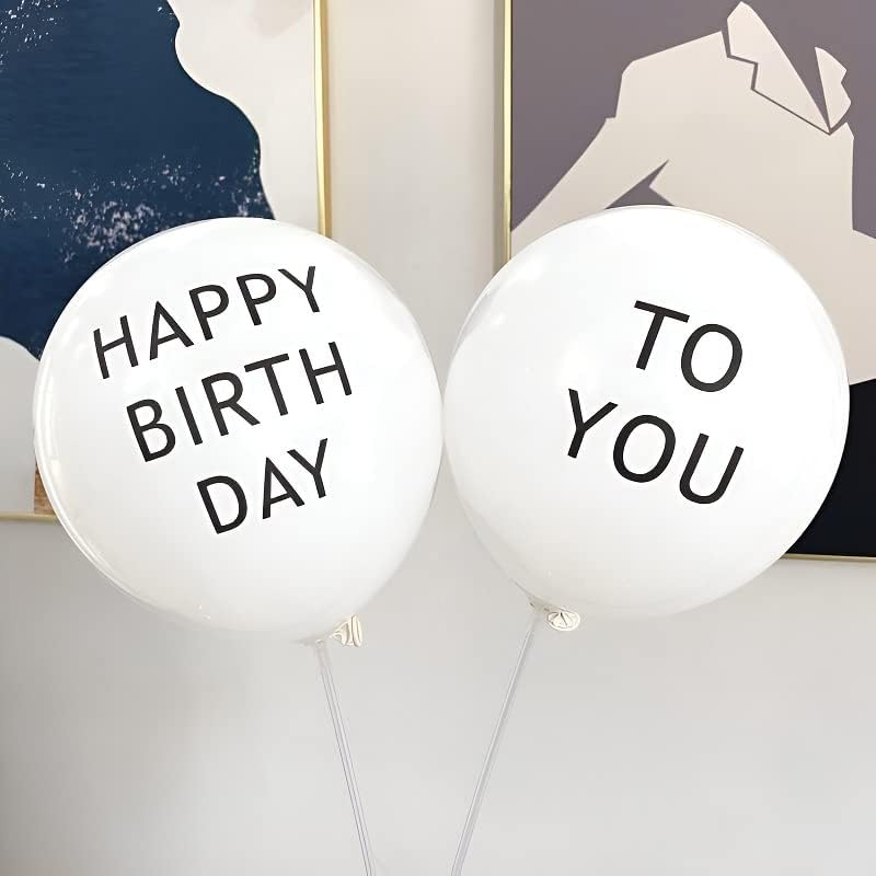 (100er Set) Ø30cm Happy Birthday Latex Ballons Party Deko Geburtstags Luftballons - Weiss