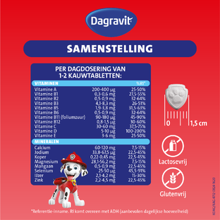 Dagravit Kids Extra 3-5 jaar Multivitaminen Kauwtabletten 60ST
