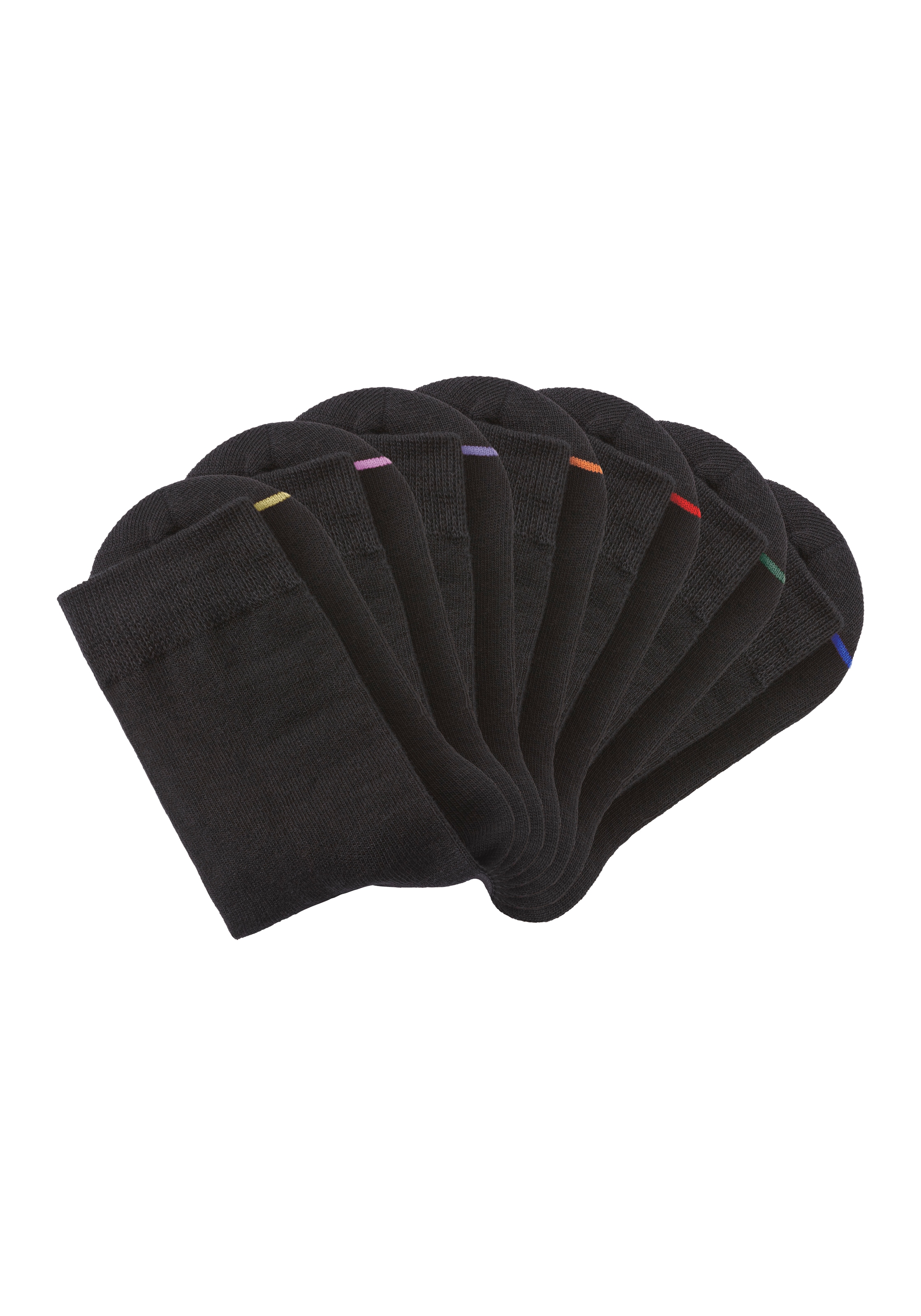 H.I.S Basicsocken Packung, 7 Paar tlg. mit eingestrickter farbiger Spitzennaht
