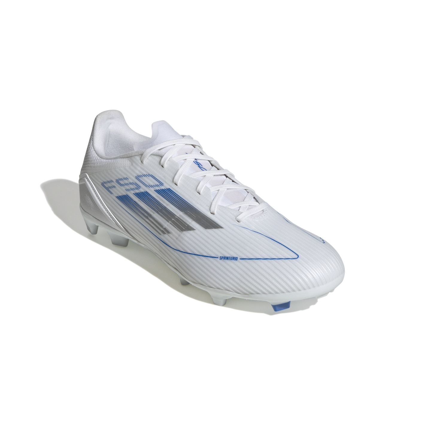 Adidas F50 League Gras / Kunstgras Voetbalschoenen (MG) Wit Blauw Zilver