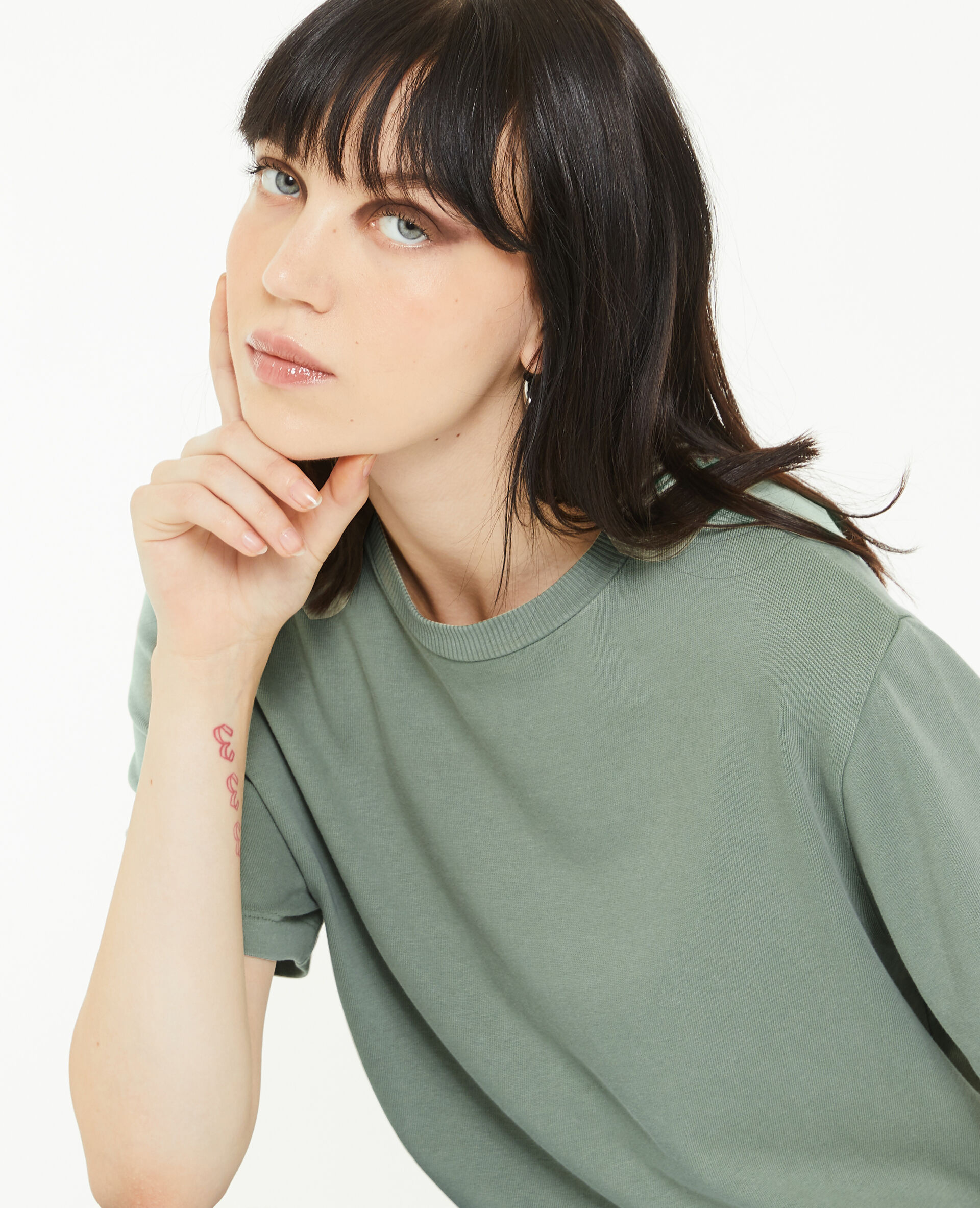 T-shirt à effet délavé - Vert kaki